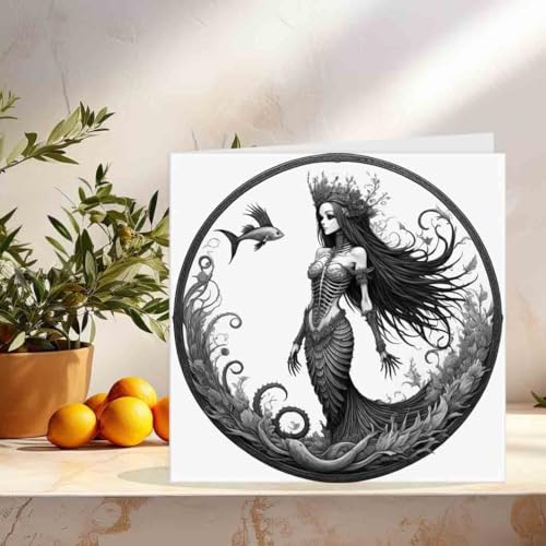 Gothic Mermaid Skull Greeting Card 145 x 145mm