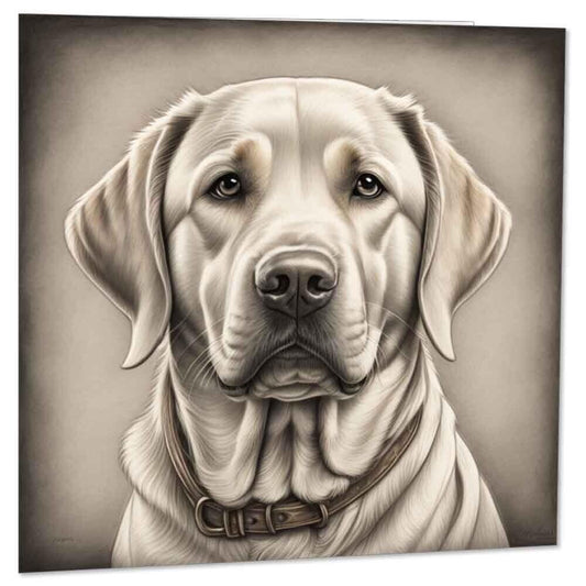 Labrador Drawing Birthday Card - Labrador Pencil Art Greeting Card 145 x 145mm