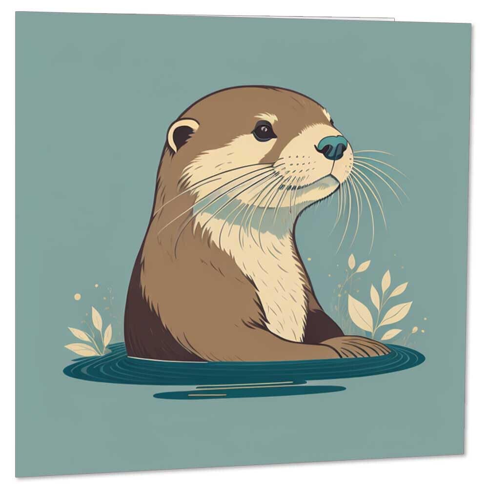 Otter Greeting Card Otters birthday card - 145 x 145mm