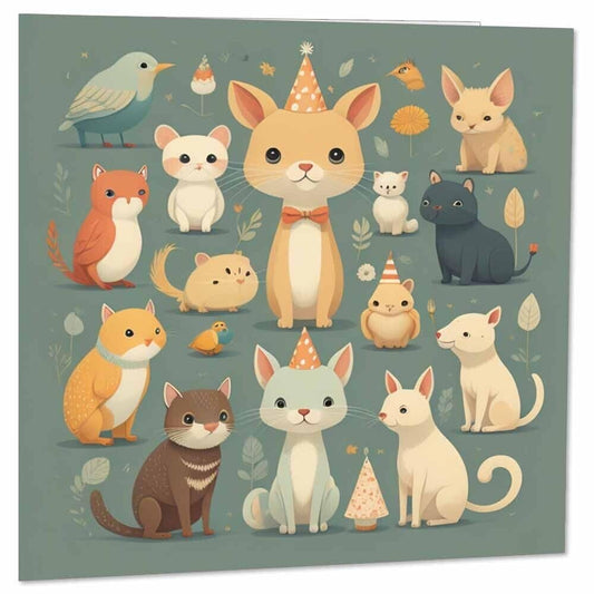 Cute Animals Birthday Card for Kids Birthday Cards Children 145 x 145mm