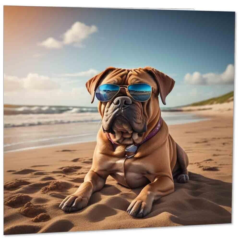 Dogue de Bordeaux Greeting Card - B'day Card Sunglasses 145mm x 145mm