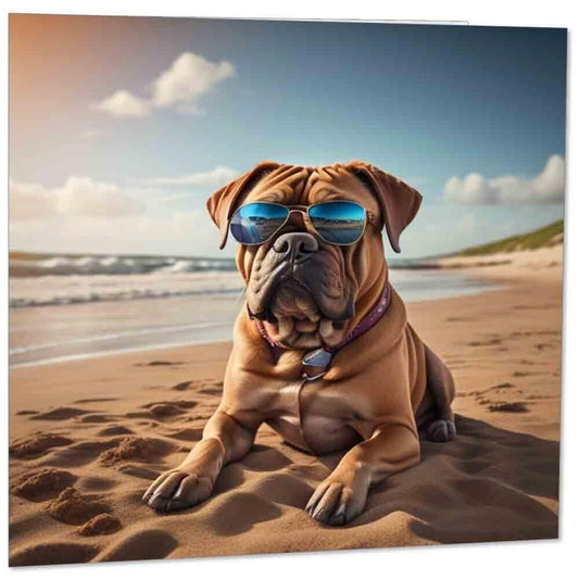 Dogue de Bordeaux Greeting Card - B'day Card Sunglasses 145mm x 145mm