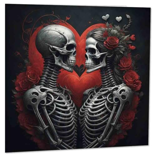 Gothic Anniversary Cards - Skull Couple - Gothic Valentines Day Card 145 x 145mm