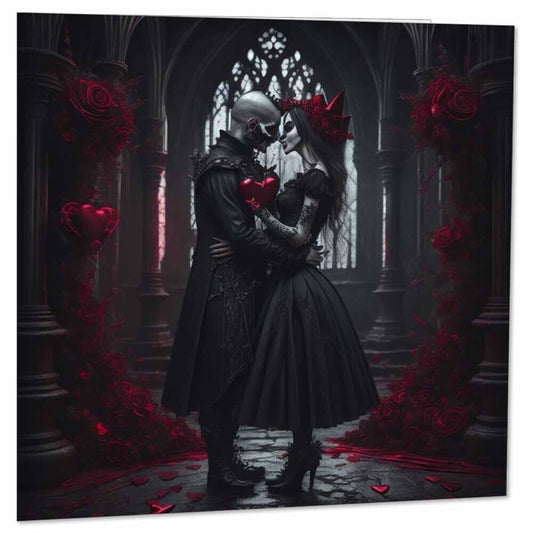 Gothic Anniversary Card Skull Couples Valentines Love Burton Goth 145 x 145mm