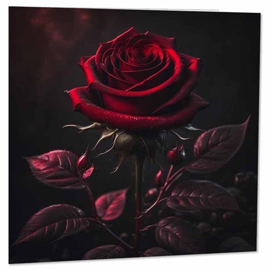 Gothic Anniversary Card - Red Rose - Valentines Card Romantic Goth 145 x 145mm