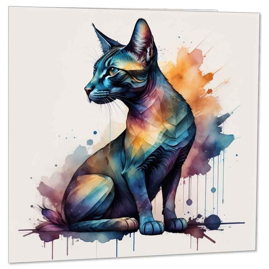 Cat Watercolour Greeting Card Birthday Cards 145 x 145mm