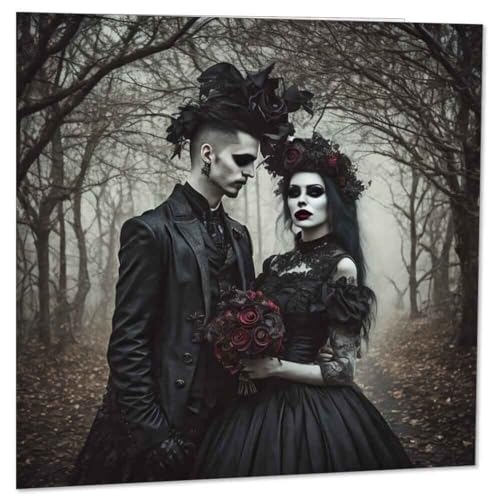 Gothic Couple Anniversary Card - Goth Greeting Card Valentines 145 x 145mm