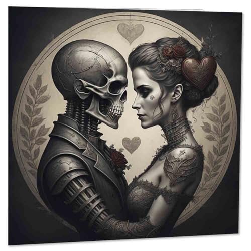 Gothic Anniversary Card - Skull Couple - Love Goth Valentines Day 145 x 145mm