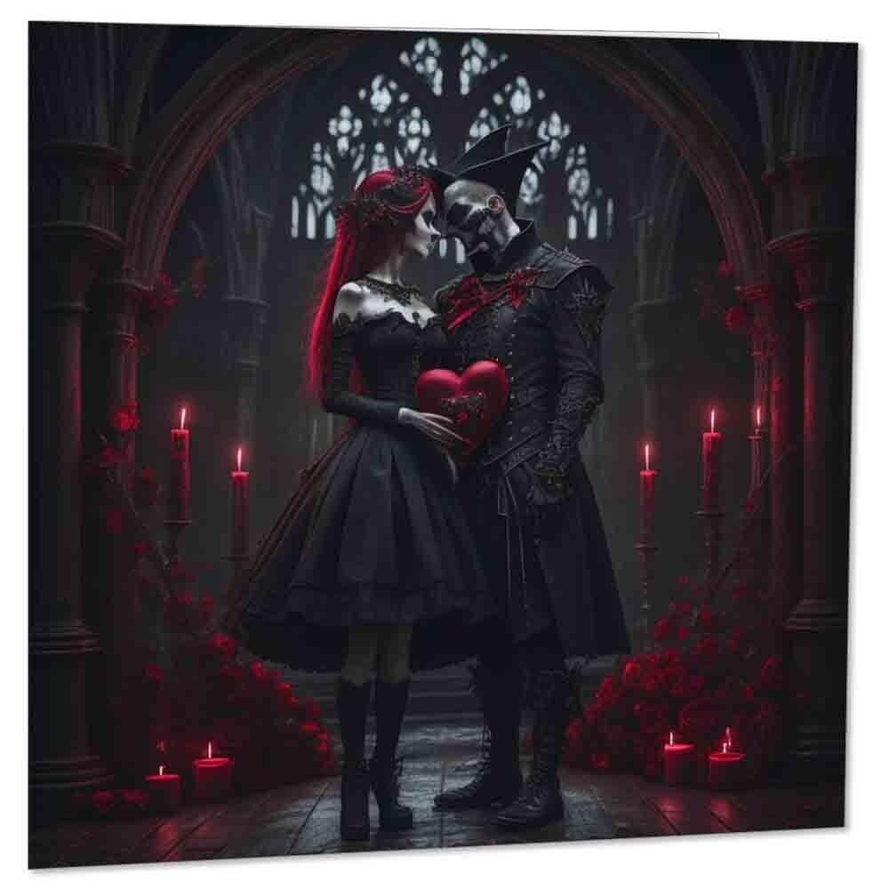 Gothic Anniversary Card - Dark Gothic Valentines Day Cards Emo 145 x 145mm