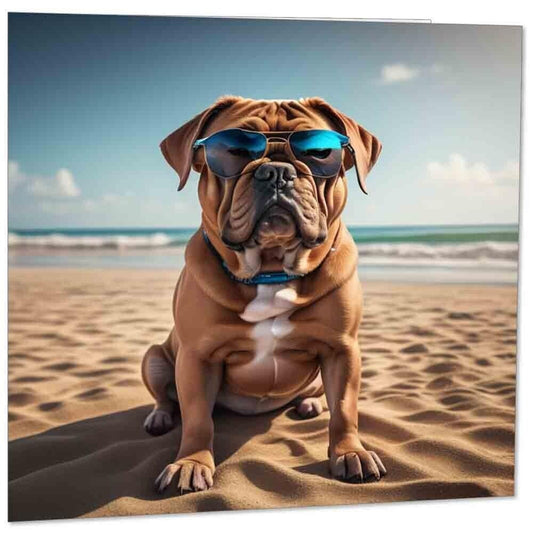 Funny Dogue de Bordeaux Greeting Card - Bday Card 145mm x 145mm