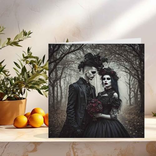 Gothic Couple Anniversary Card - Goth Greeting Card Valentines 145 x 145mm