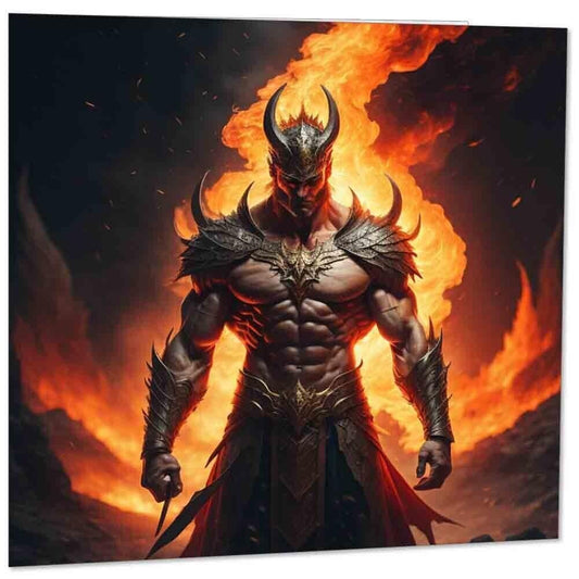 Fantasy Greeting Card - Infernal Warrior Barbarian 145mm x 145mm