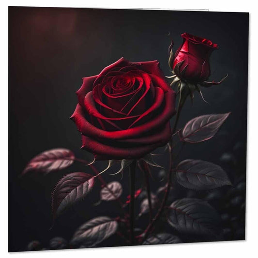 Gothic Rose Card - Anniversary Valentines Romantic Goth cards 145 x 145mm