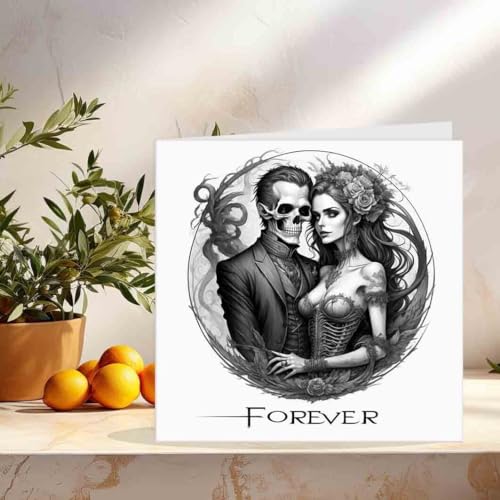 Gothic Anniversary Card - Forever - Skull Valentines Alternative Love Him Her