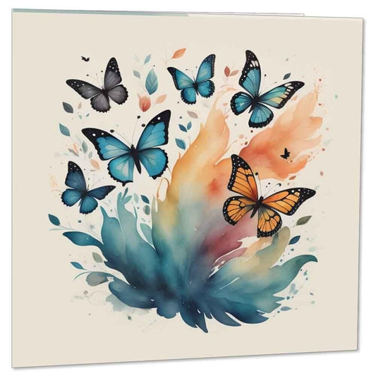 Butterfly Greeting Card - Watercolour Butterflies Birthday Card 145 x 145mm