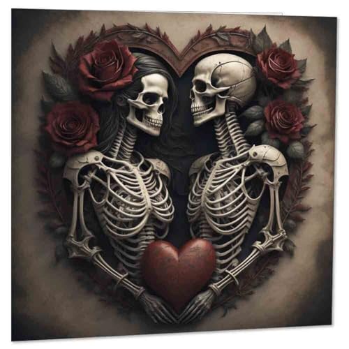 Gothic Anniversary Card - Skull Alternative Gothic Valentines Card 145 x 145mm