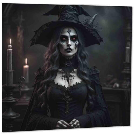 Gothic Witch Greeting Card - Dark Goth Evil Witch Birthday Card 145mm x 145mm