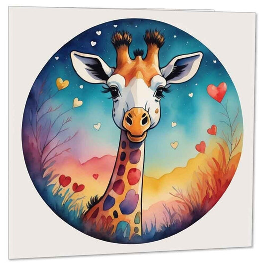 Giraffe Hearts Anniversary Card Valentines Love Cute Cards 145mm x 145mm