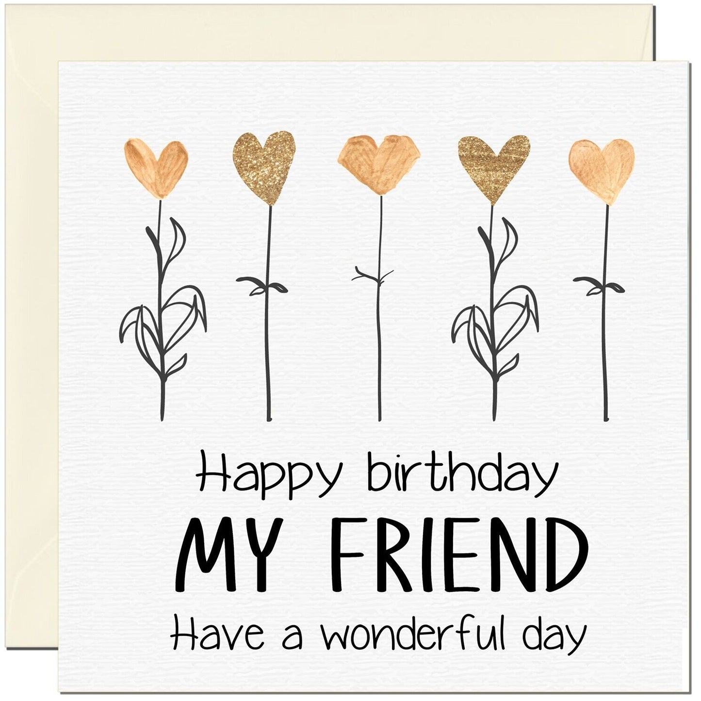 Birthday Card - Eco Friendly Elegant Heart Flowers Beautiful