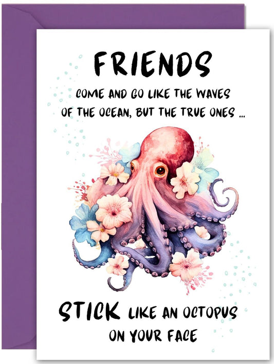 Funny Birthday Card for Friends - Octopus Friend Birthday card - Large A5 Size
