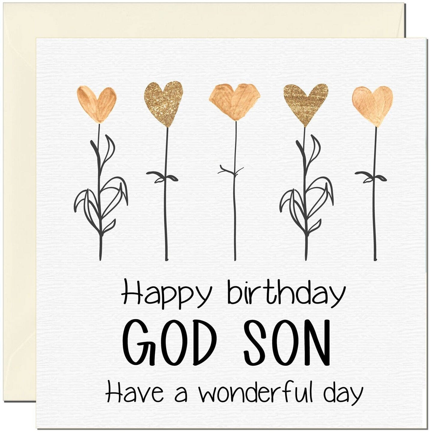 Birthday Card - Eco Friendly Elegant Heart Flowers Beautiful