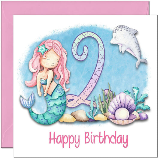 Birthday Card for Girls - Mermaid Birthday Card - Cute