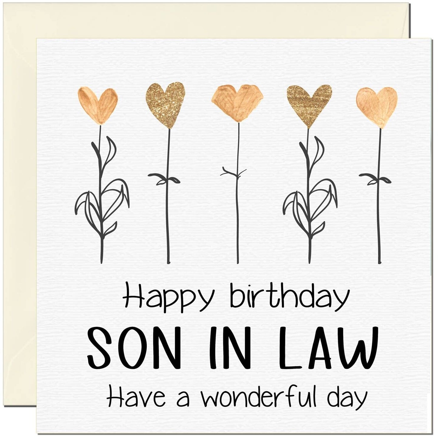 Birthday Card - Eco Friendly Elegant Heart Flowers Beautiful