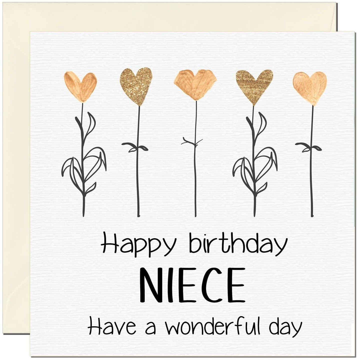 Birthday Card - Eco Friendly Elegant Heart Flowers Beautiful