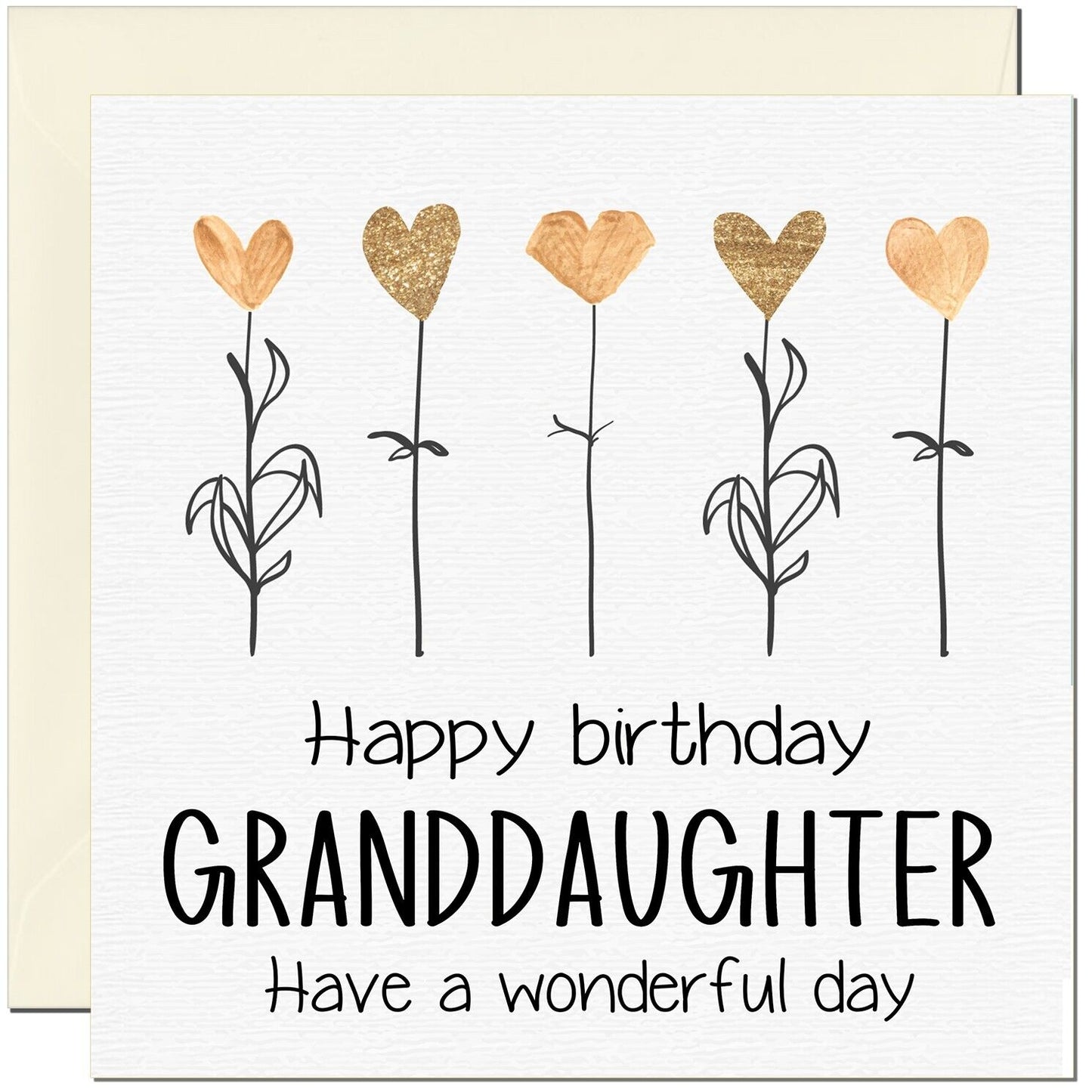 Birthday Card - Eco Friendly Elegant Heart Flowers Beautiful