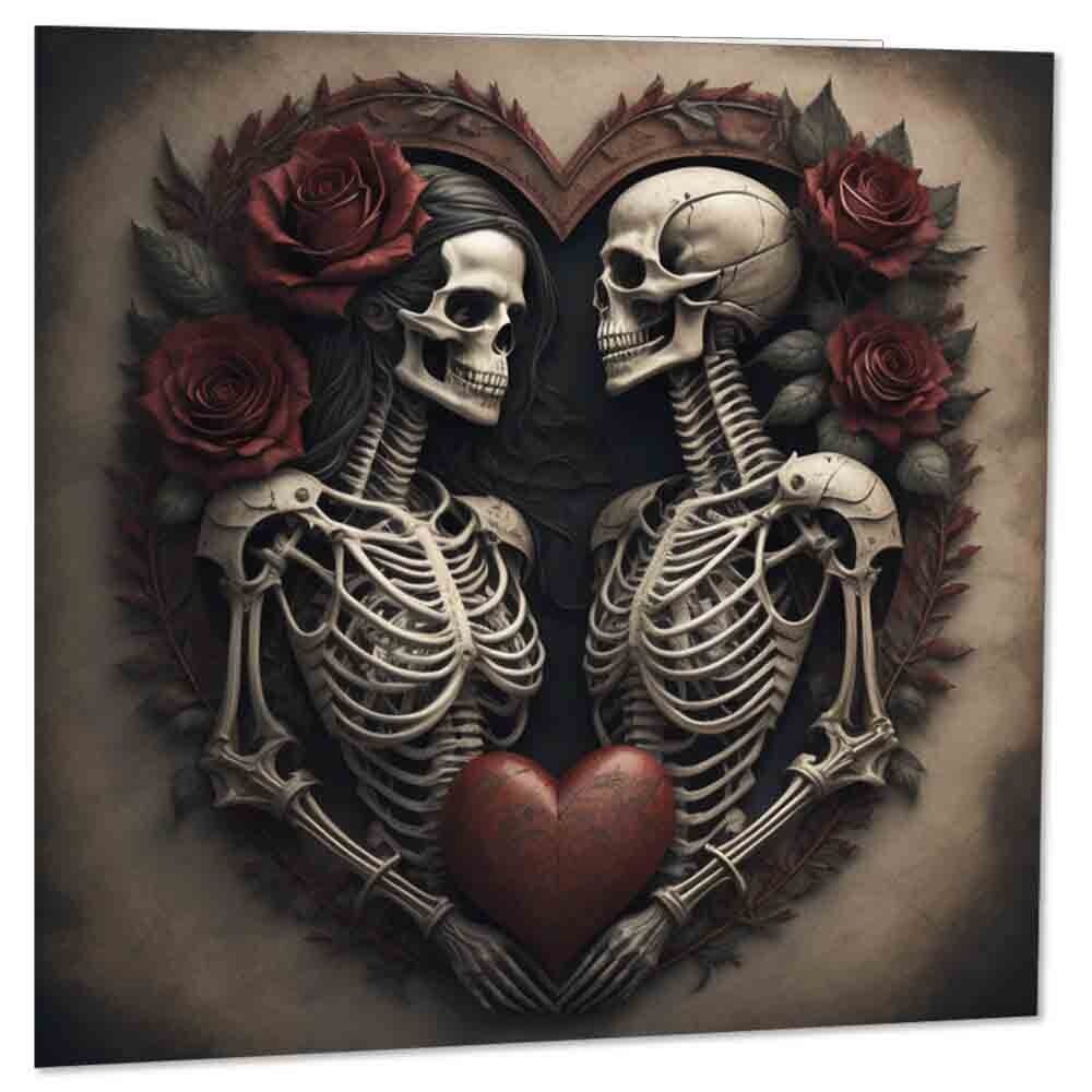 Gothic Anniversary Card - Skull Alternative Gothic Valentines Card 145 x 145mm