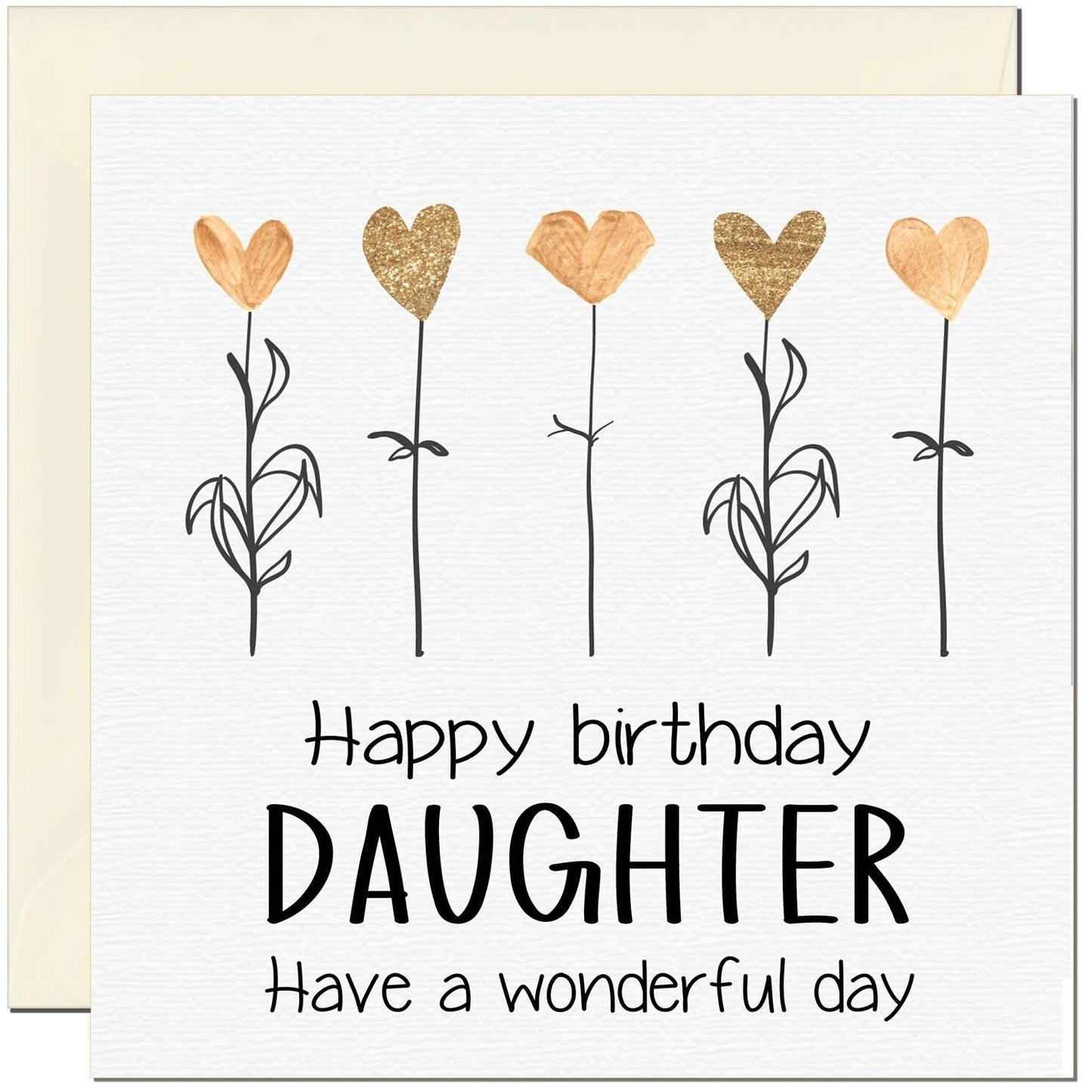 Birthday Card - Eco Friendly Elegant Heart Flowers Beautiful