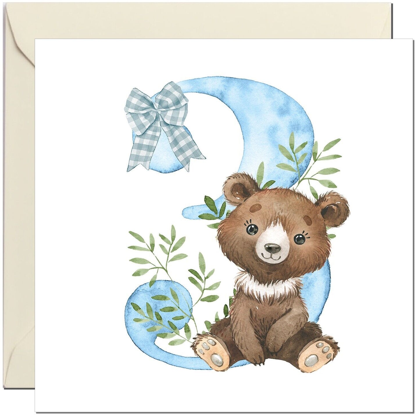 Birthday Card for Boys - Cute Teddy Bear Birthday Card for Baby Boy Infant todd