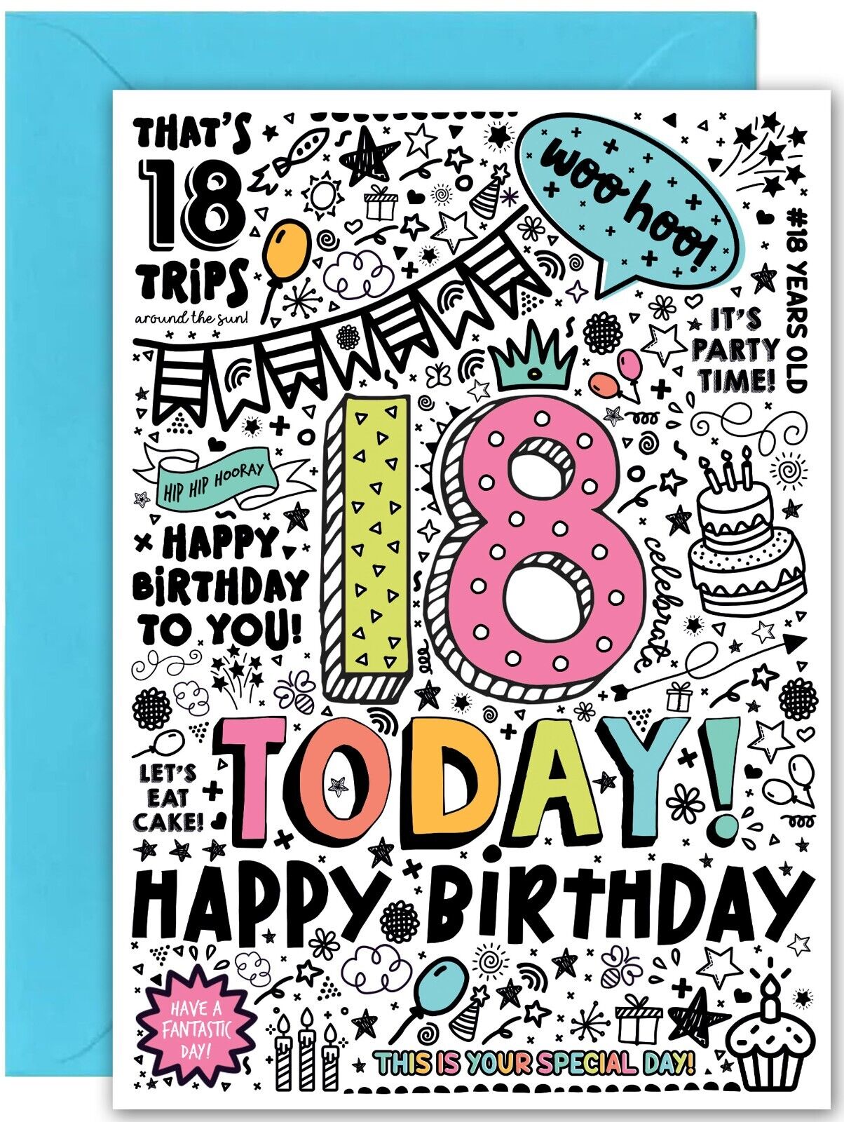 18th Birthday Card - Large A5 Size - Grandson Daughter Fun eighteenth b'day card