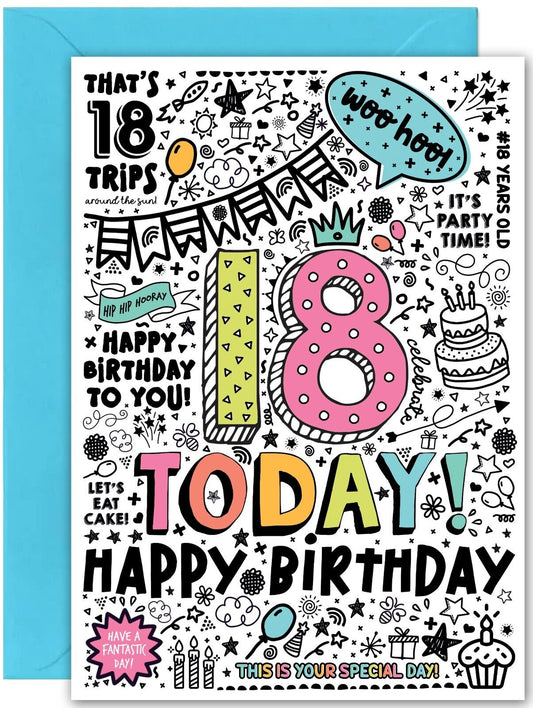 18th Birthday Card - Large A5 Size - Grandson Daughter Fun eighteenth b'day card