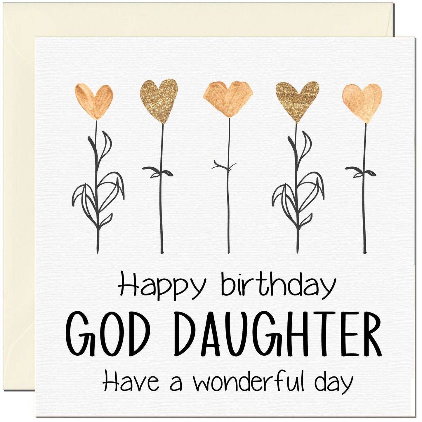 Birthday Card - Eco Friendly Elegant Heart Flowers Beautiful