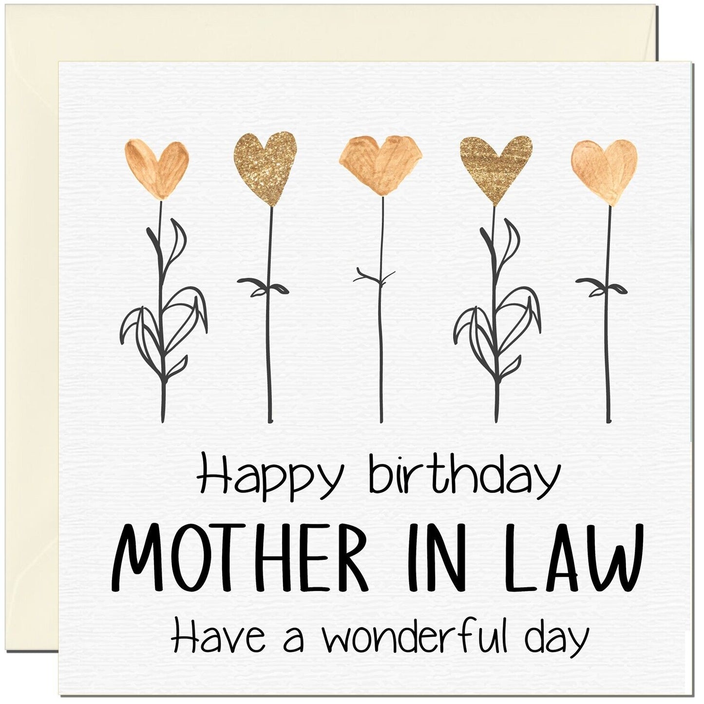 Birthday Card - Eco Friendly Elegant Heart Flowers Beautiful
