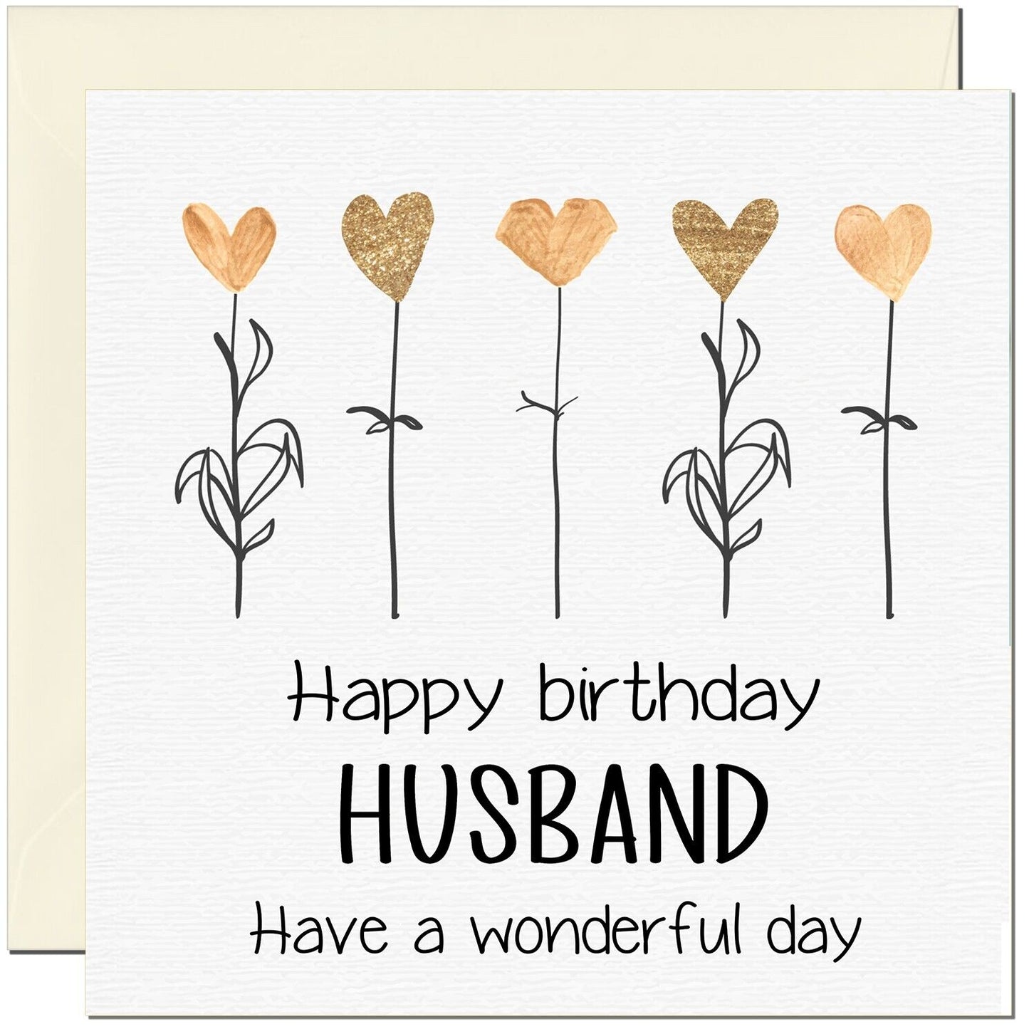 Birthday Card - Eco Friendly Elegant Heart Flowers Beautiful