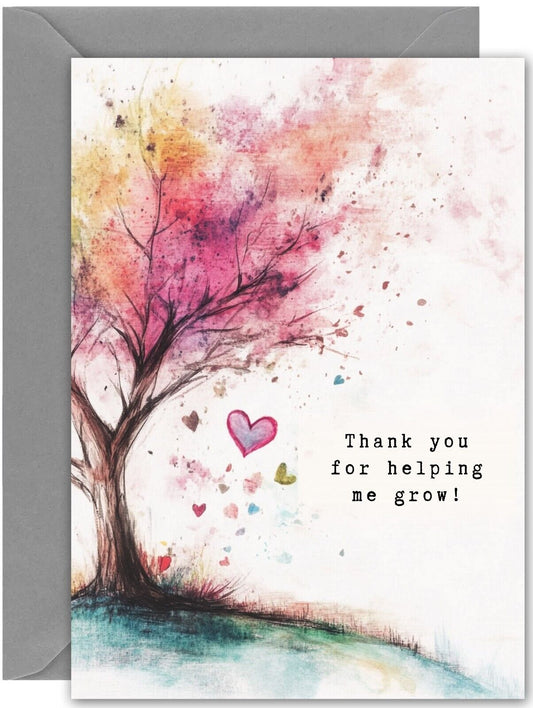 Teacher Thank You Card - Watercolour Tree - Beautiful Thankyou card for teacher