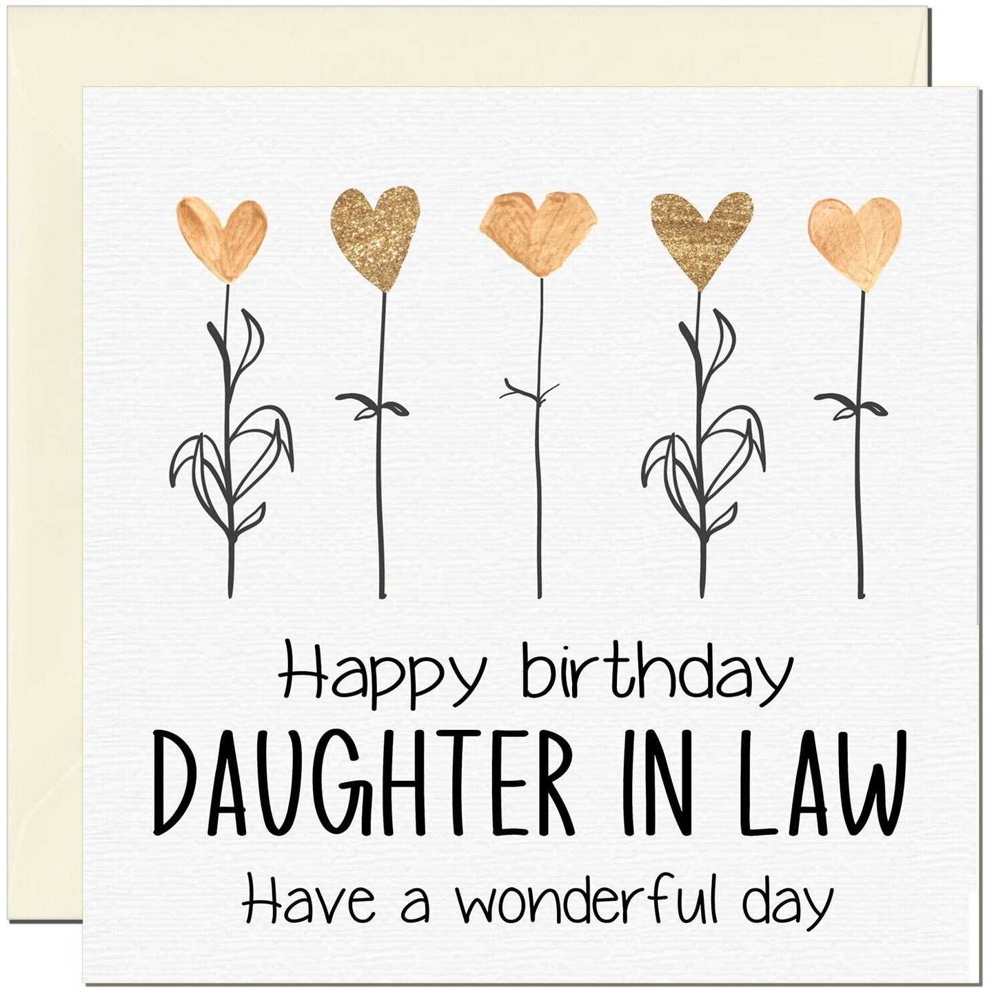 Birthday Card - Eco Friendly Elegant Heart Flowers Beautiful