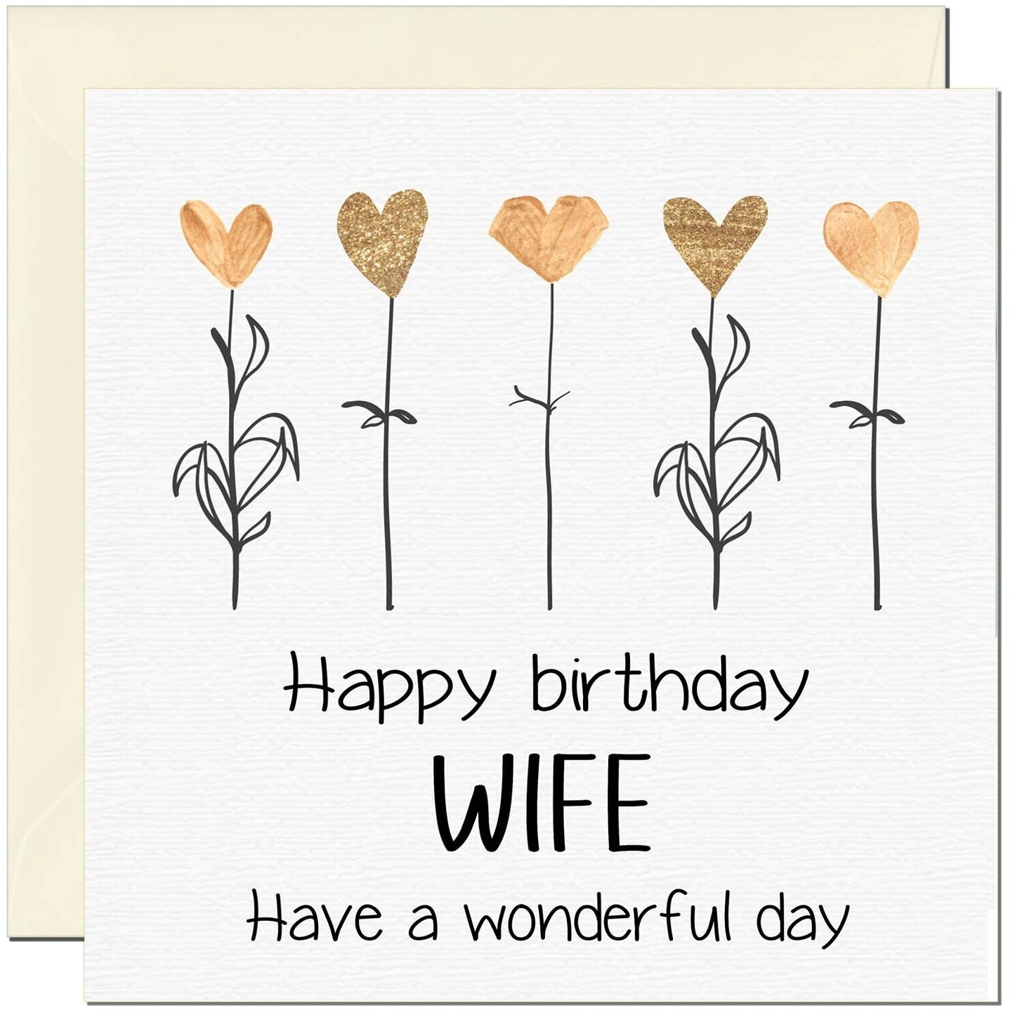 Birthday Card - Eco Friendly Elegant Heart Flowers Beautiful