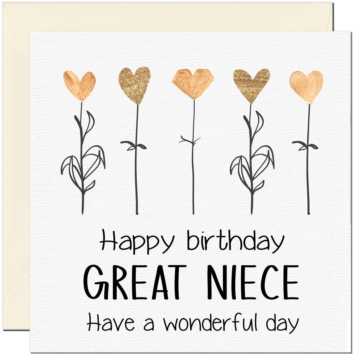 Birthday Card - Eco Friendly Elegant Heart Flowers Beautiful