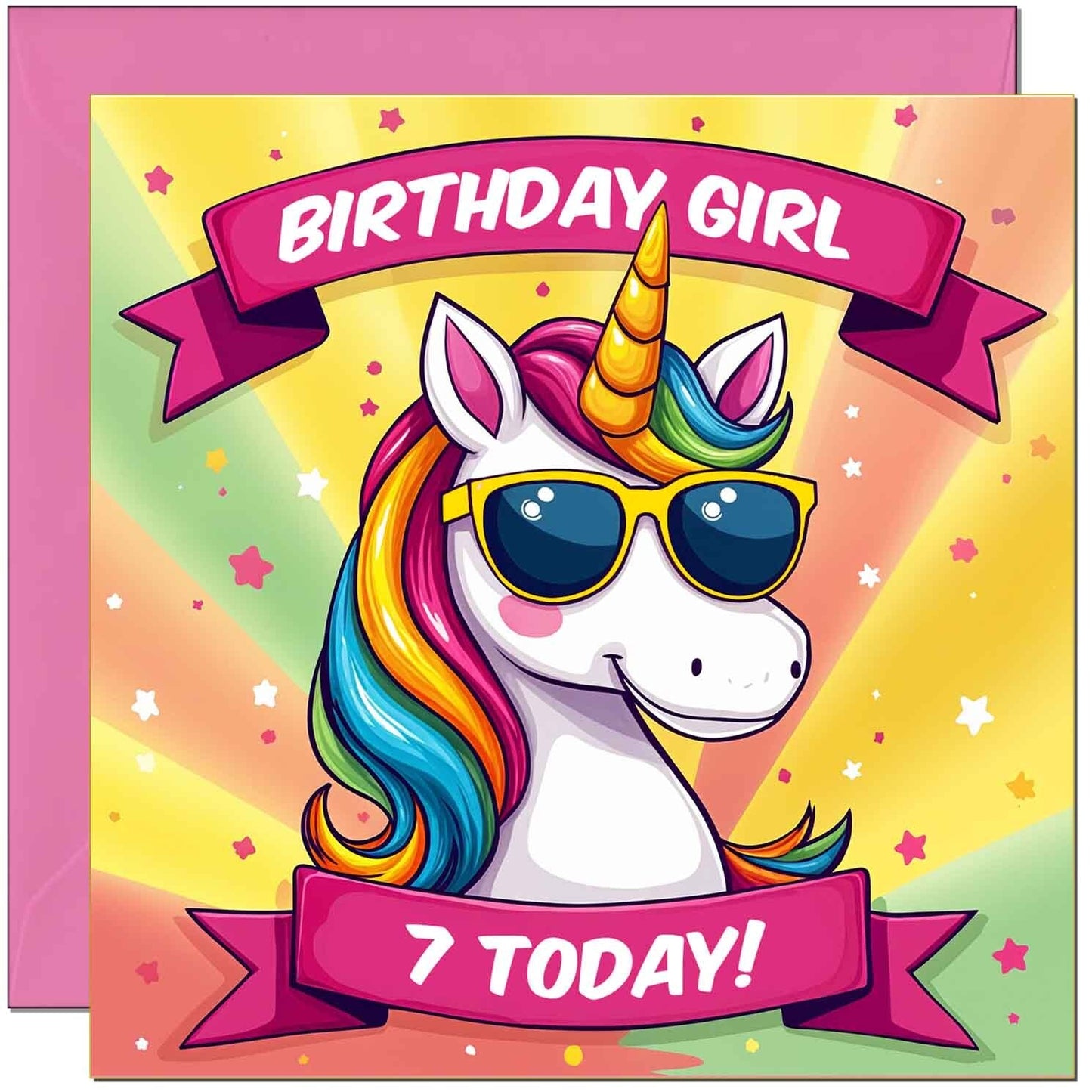 Birthday Card for Girls - Cool Unicorn Kids Girls
