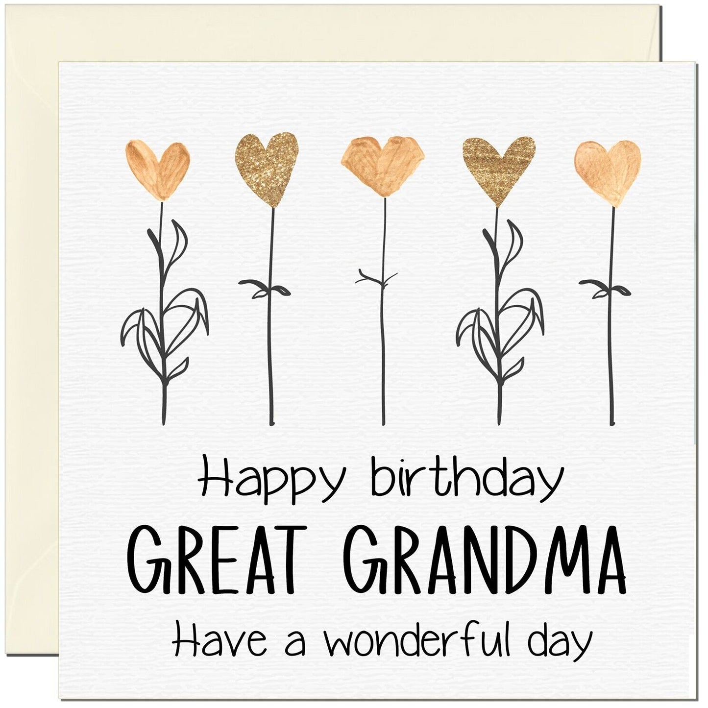 Birthday Card - Eco Friendly Elegant Heart Flowers Beautiful