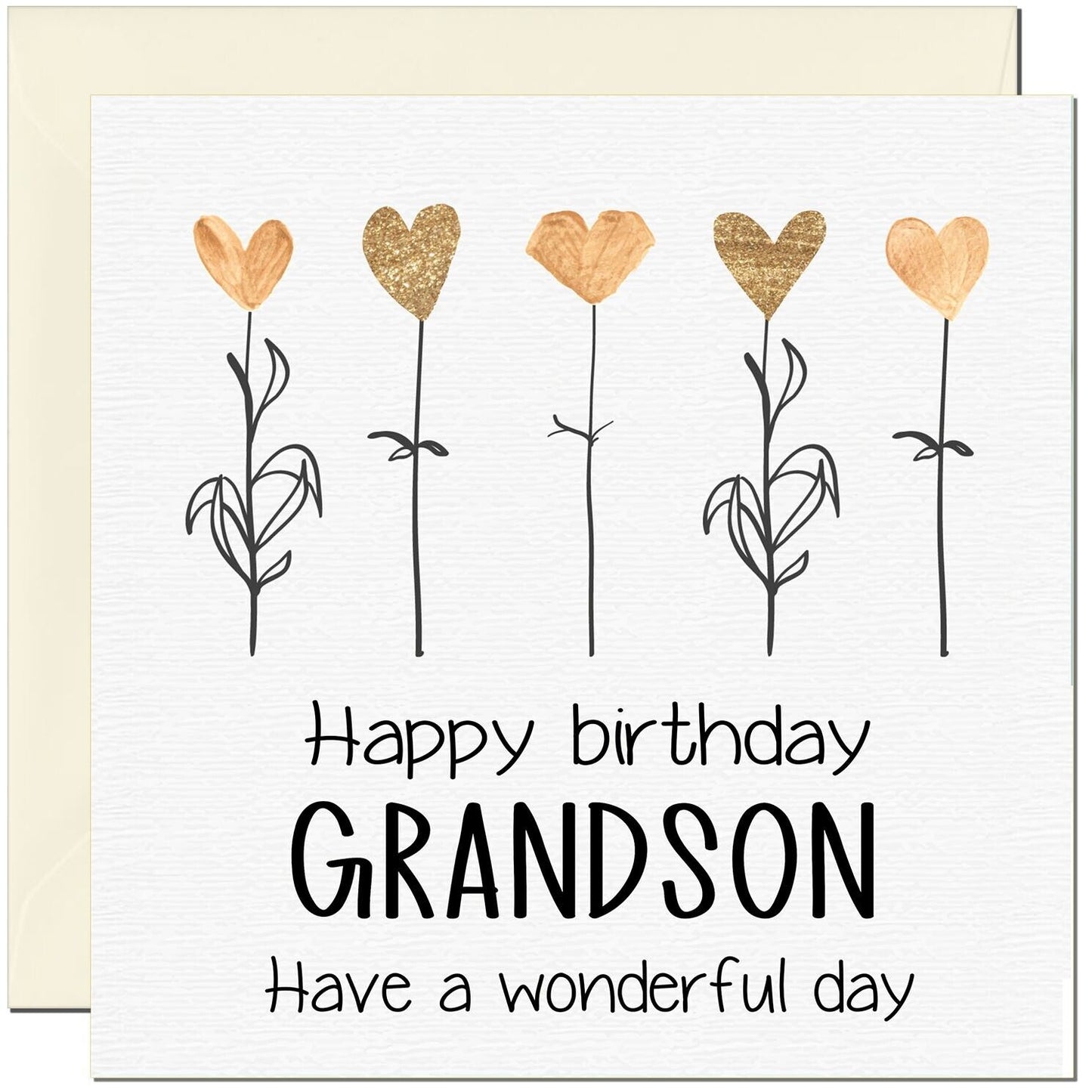 Birthday Card - Eco Friendly Elegant Heart Flowers Beautiful