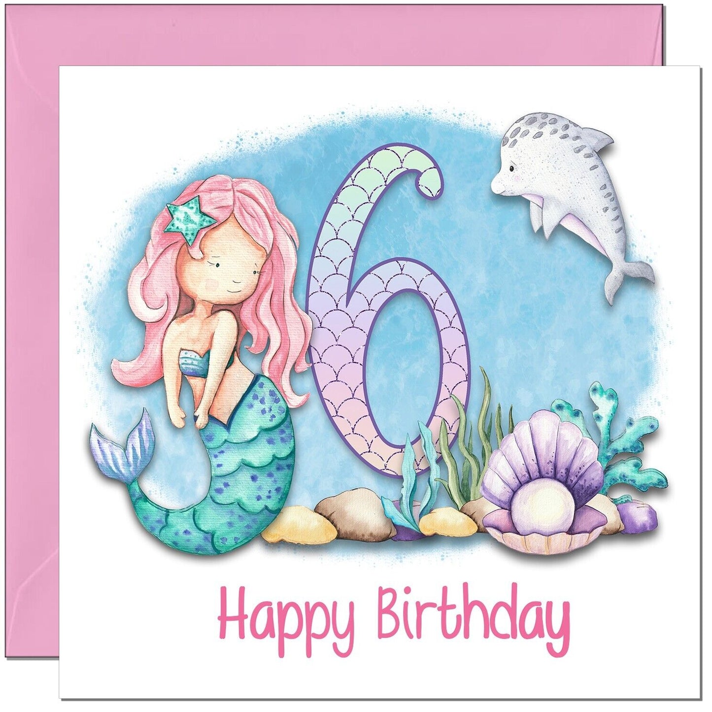Birthday Card for Girls - Mermaid Birthday Card - Cute