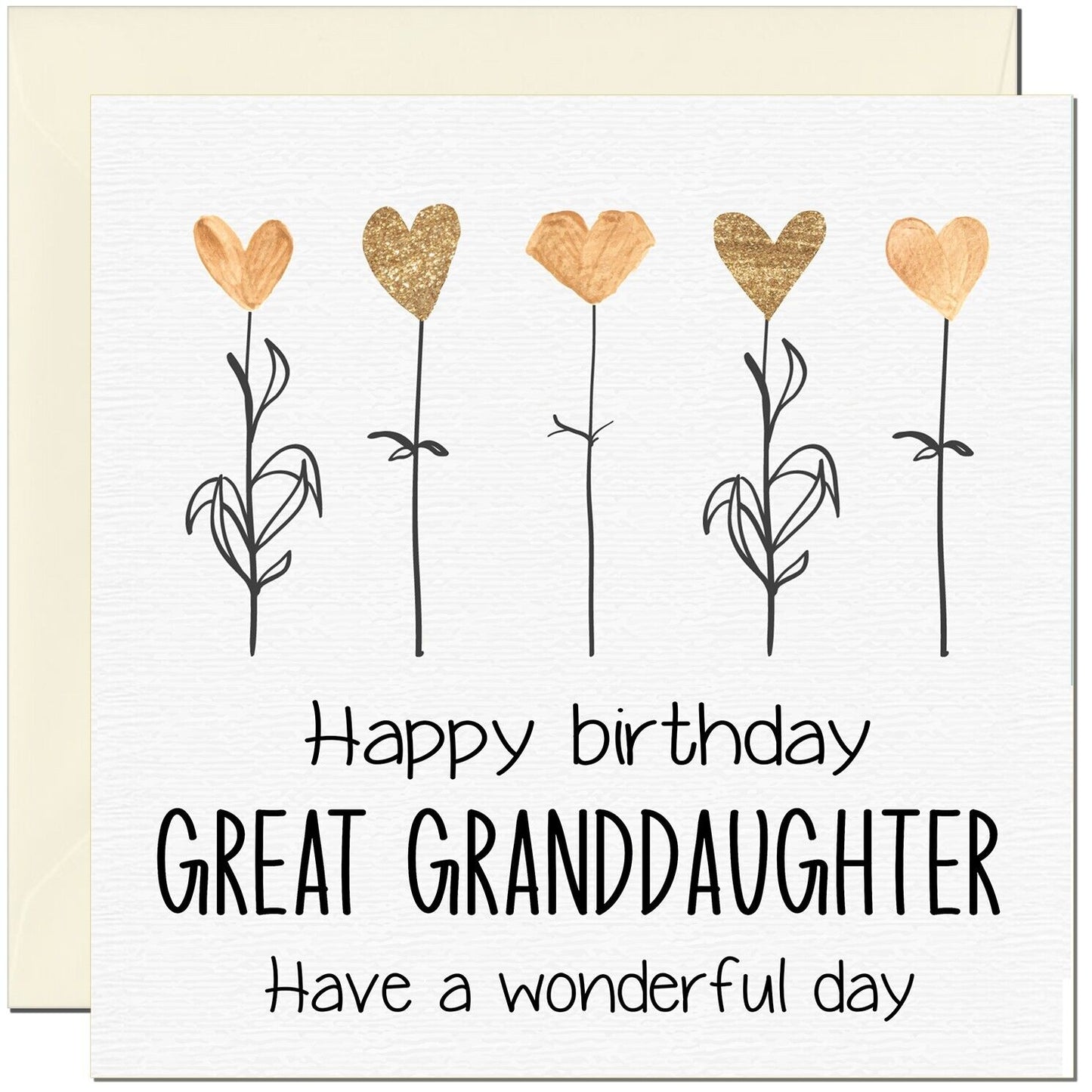 Birthday Card - Eco Friendly Elegant Heart Flowers Beautiful