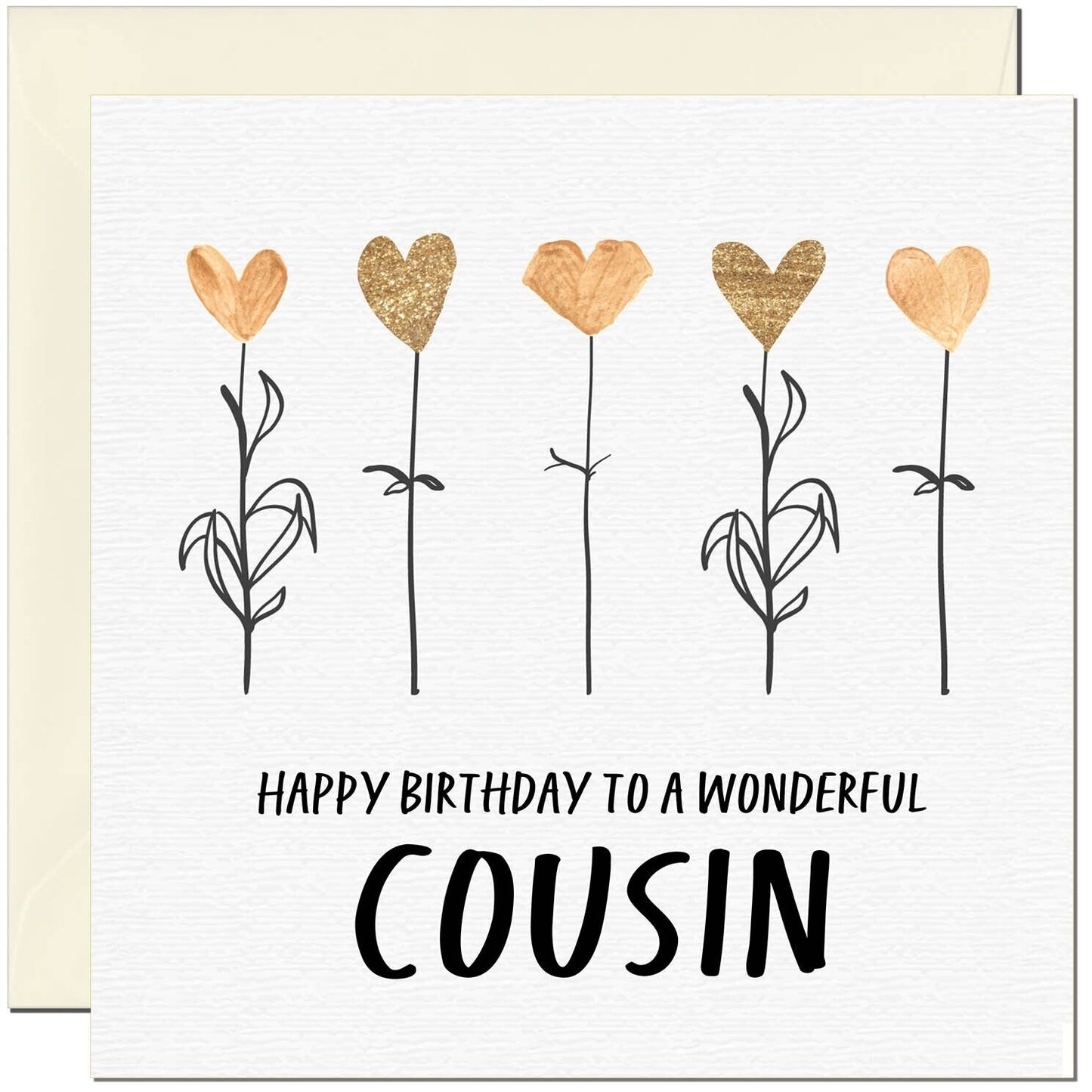 Birthday Card - Eco Friendly Elegant Heart Flowers Beautiful