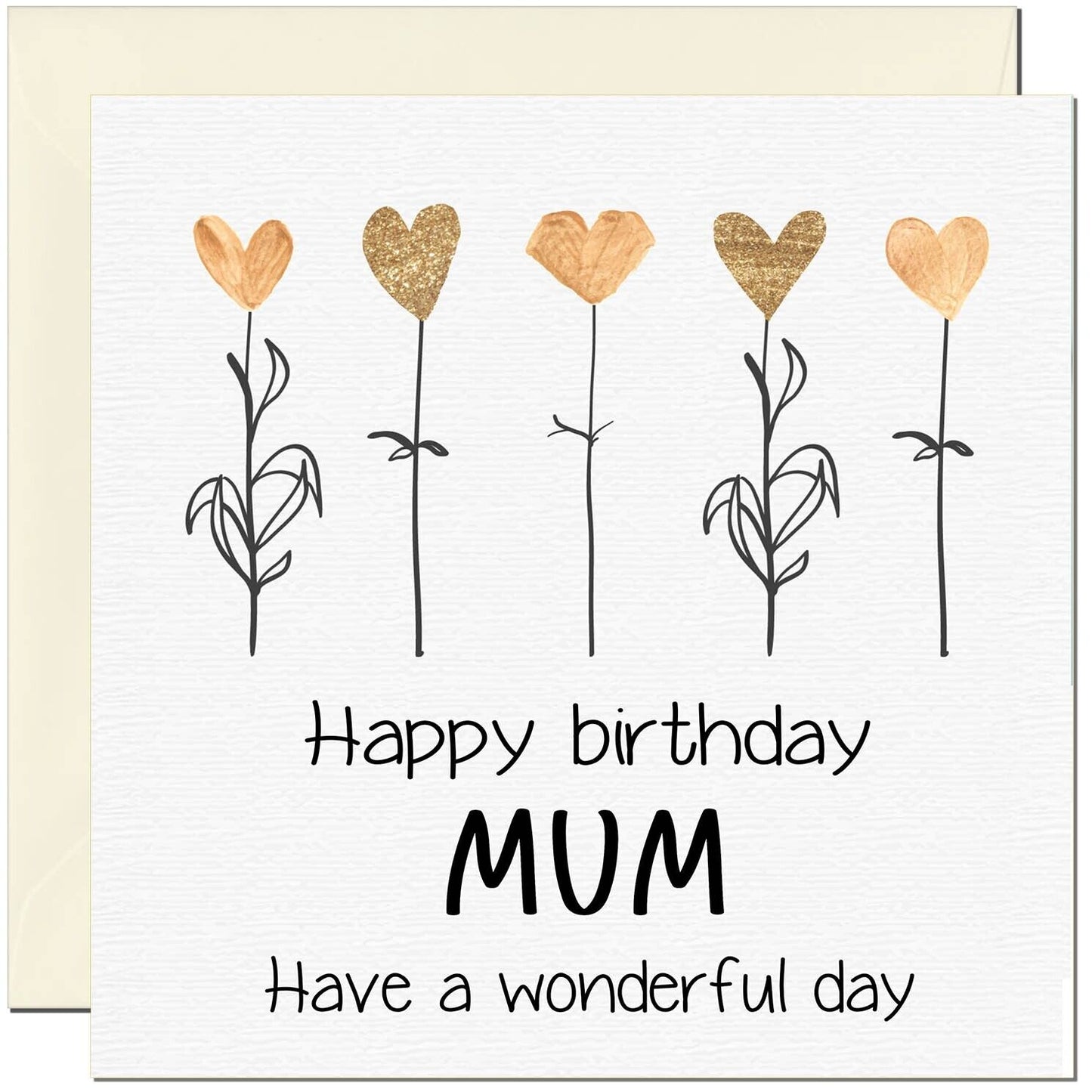 Birthday Card - Eco Friendly Elegant Heart Flowers Beautiful