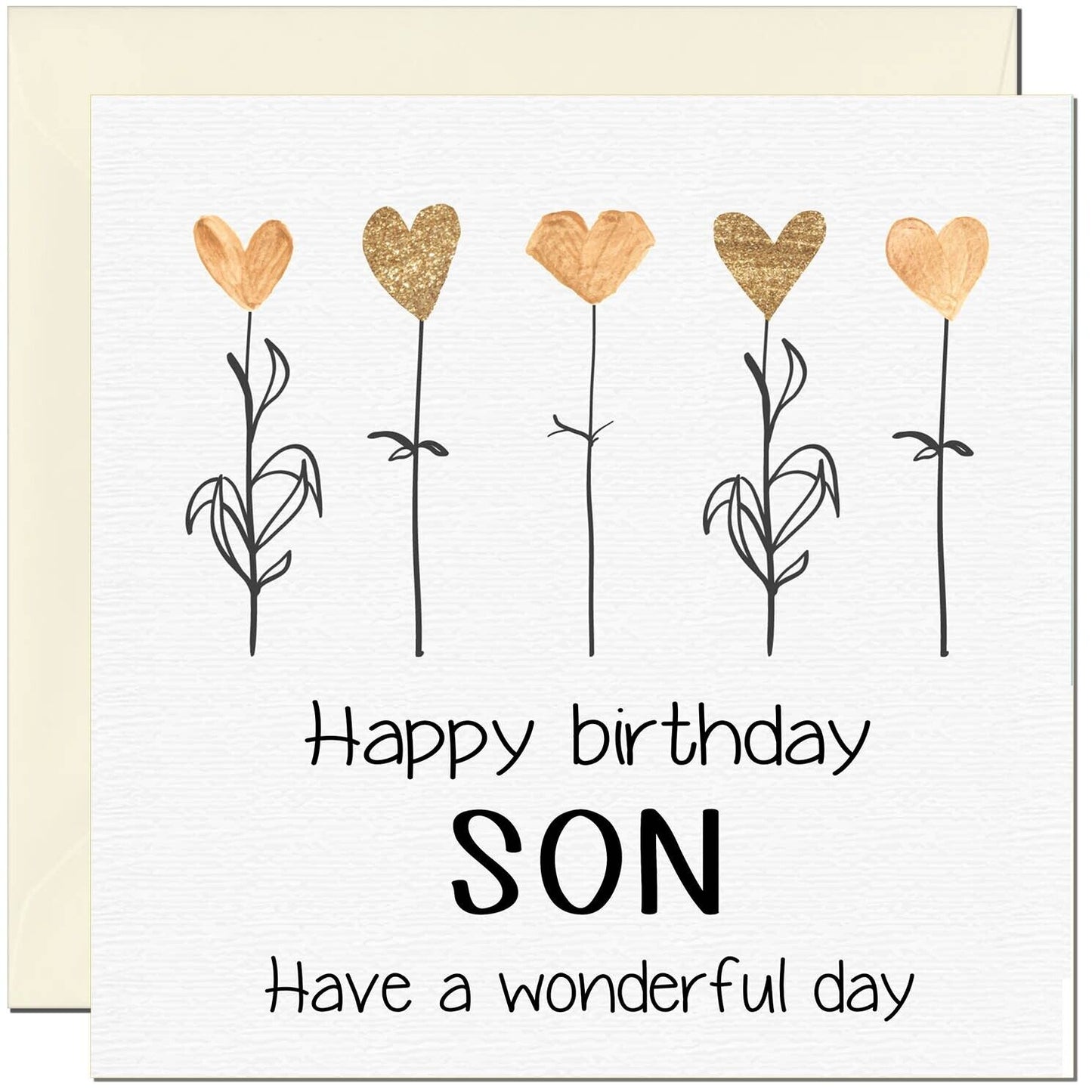 Birthday Card - Eco Friendly Elegant Heart Flowers Beautiful
