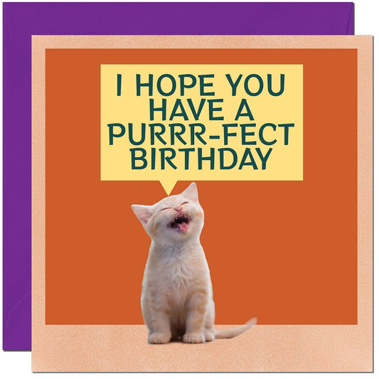Purrfect Birthday Card - Cat Funny Birthday Card for cousin friend sister niece